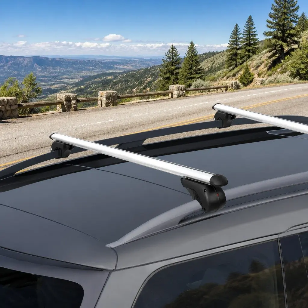 Car Roof Rack Cross Bar Silver 108cm Adjustable Universal Aluminium