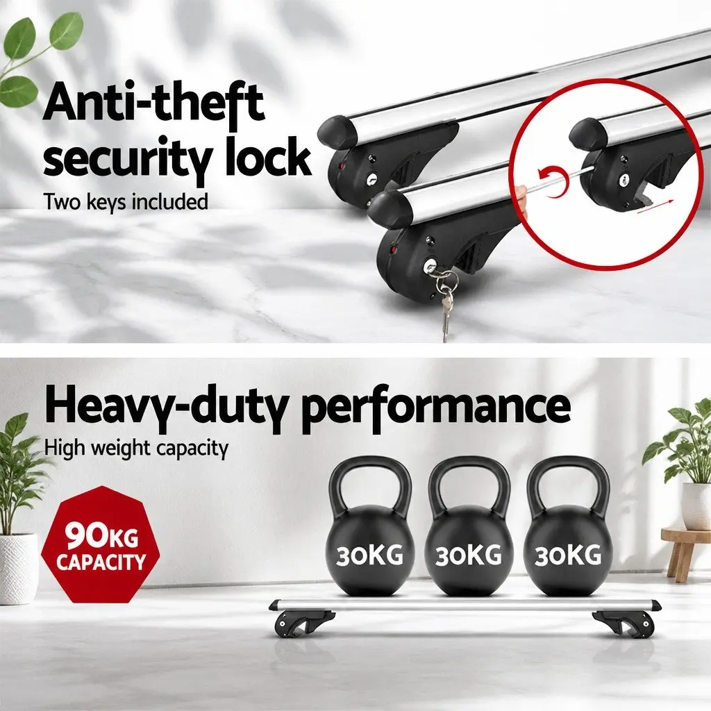 Car Roof Rack Cross Bar Universal Adjustable 123cm Aluminium Silver Load