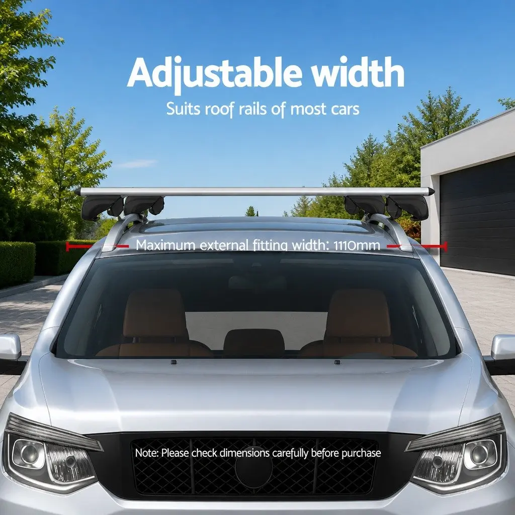 Car Roof Rack Cross Bar Silver 111cm Aluminium Universal Holder Anti-Theft