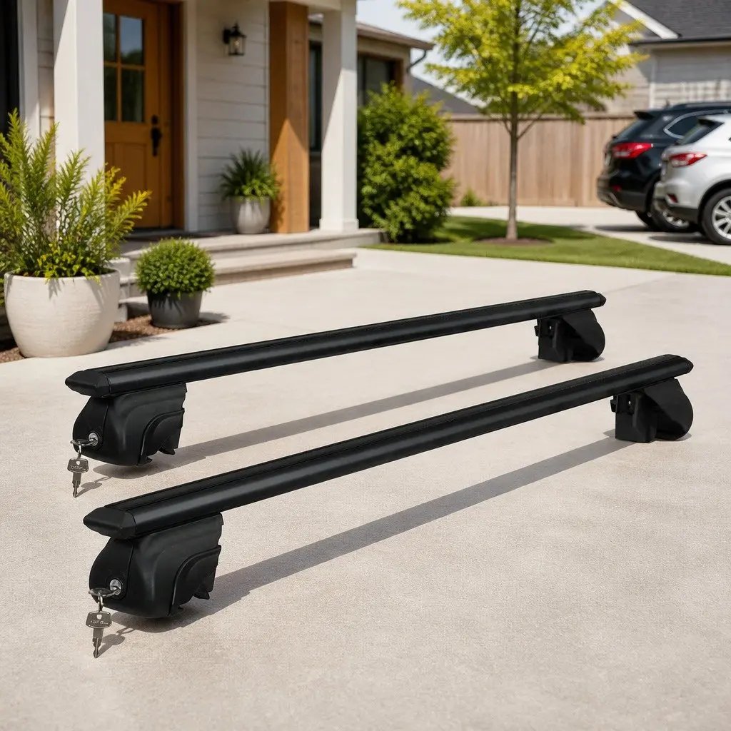 Car Roof Rack Cross Bar Black 126cm Aluminium Anti-Theft Locking System
