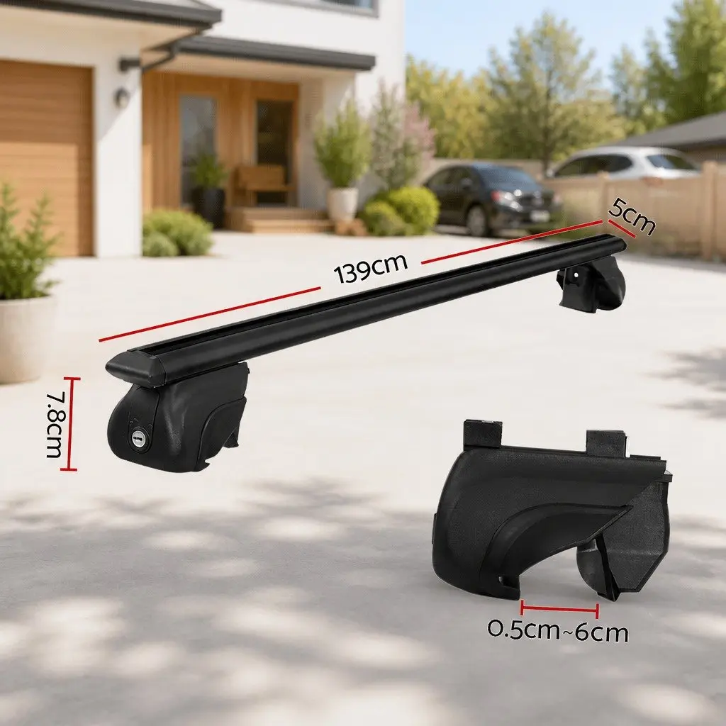 Car Roof Rack Cross Bar Black 126cm Aluminium Anti-Theft Locking System