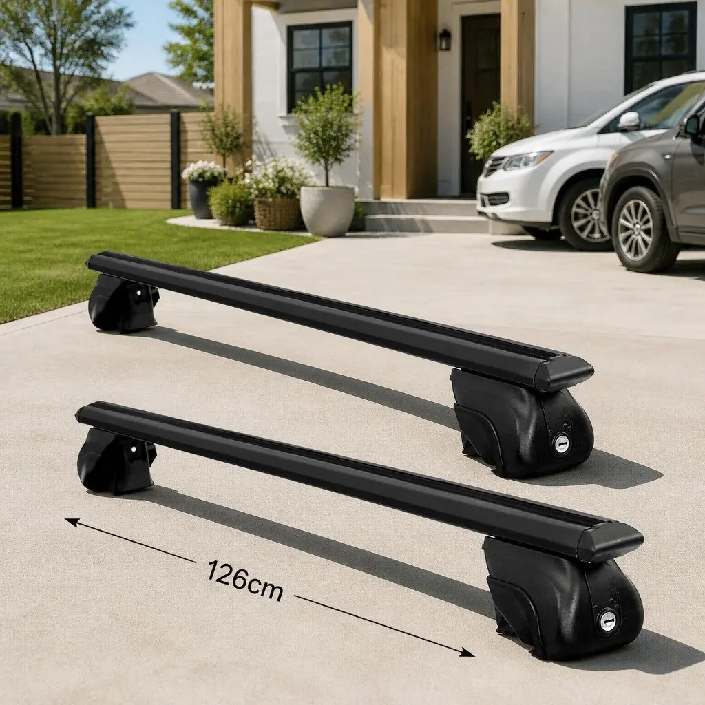Car Roof Rack Cross Bar Black 126cm Aluminium Anti-Theft Locking System