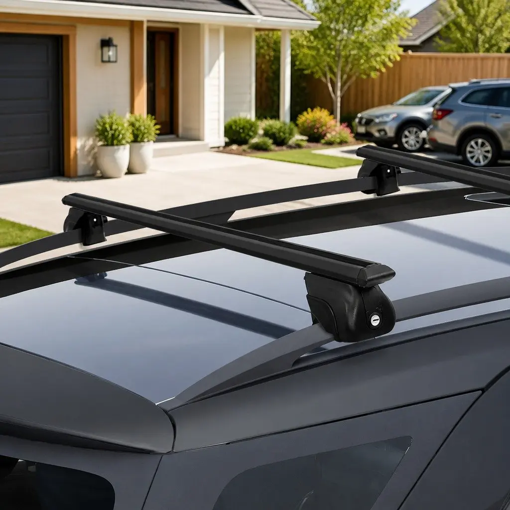 Car Roof Rack Cross Bar Black 126cm Aluminium Anti-Theft Locking System