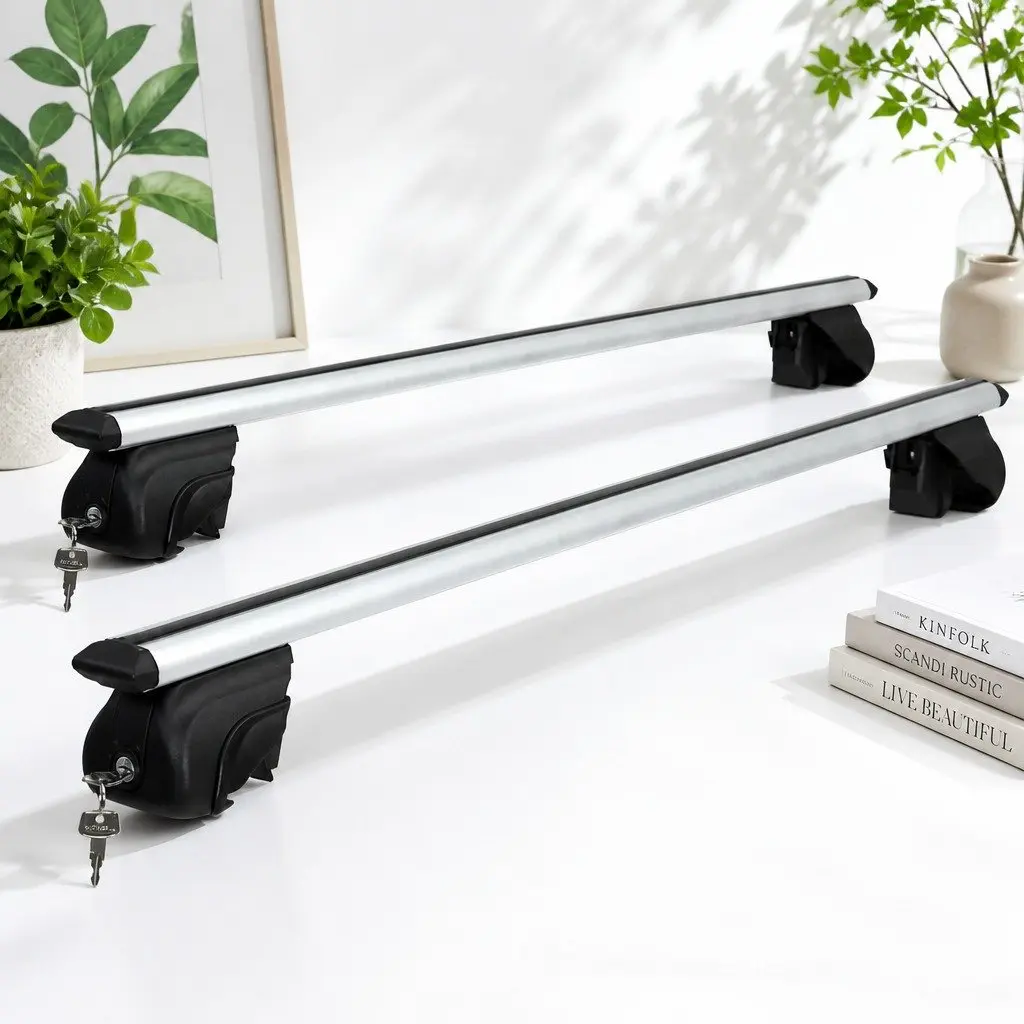 Car Roof Rack Cross Bar Silver 126cm Adjustable Width Aircraft-Grade Aluminium Universal Raised Rail Carrier