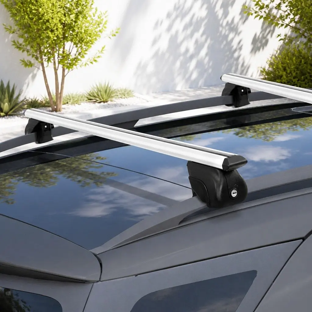 Car Roof Rack Cross Bar Silver 126cm Adjustable Width Aircraft-Grade Aluminium Universal Raised Rail Carrier