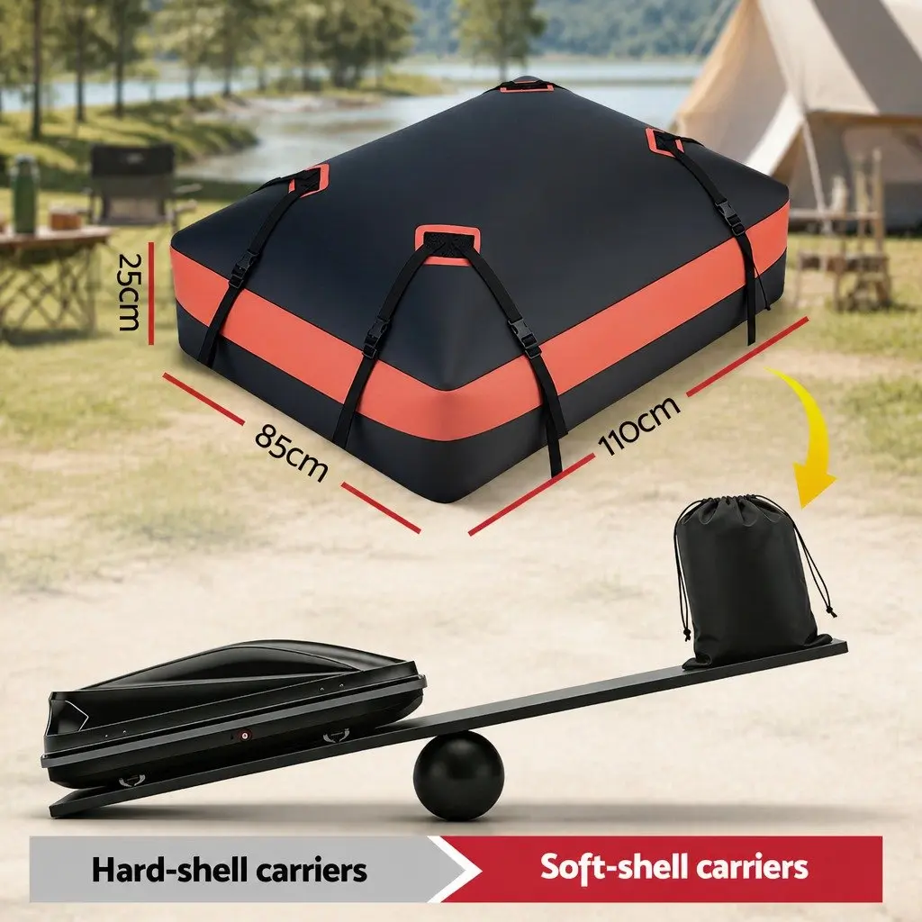 Rooftop Cargo Bag Waterproof Car Luggage Carrier 15 Cubic Feet Universal SUV Ute