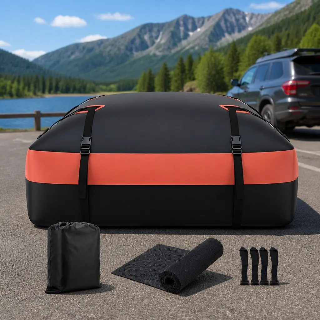 Rooftop Cargo Bag Waterproof Car Luggage Carrier 15 Cubic Feet Universal SUV Ute