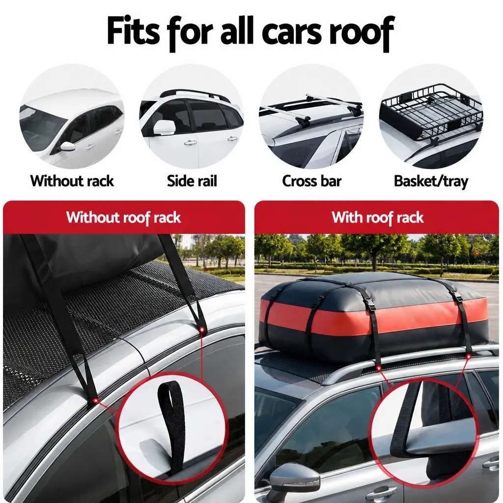 Rooftop Cargo Bag Waterproof Car Luggage Carrier 15 Cubic Feet Universal SUV Ute