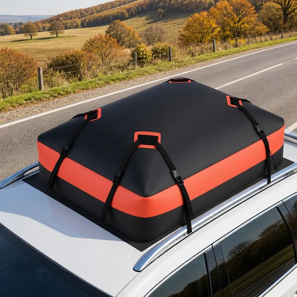 Rooftop Cargo Bag Waterproof Car Luggage Carrier 15 Cubic Feet Universal SUV Ute