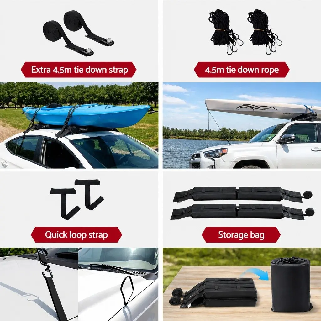 Universal Soft Roof Rack Pads for Kayak Surfboard SUP Canoe, Portable Cross