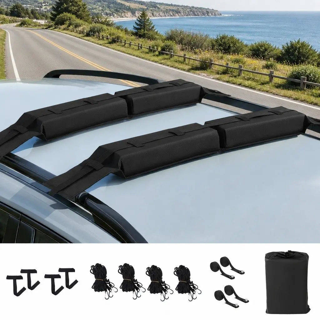 Universal Soft Roof Rack Pads for Kayak Surfboard SUP Canoe, Portable Cross