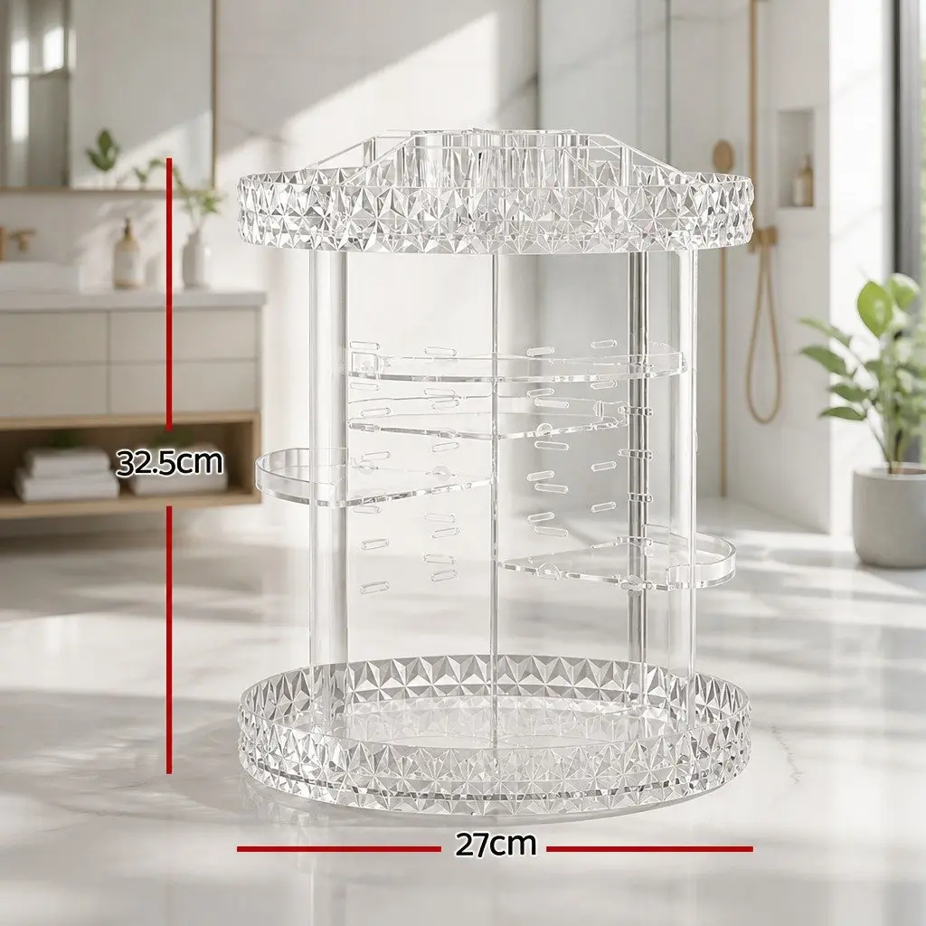 Makeup Organizer Clear Acrylic 360 Degree Rotating Adjustable Layers