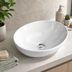 Compact Oval Ceramic Bathroom Sink – 41x34cm for You