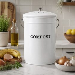 Kitchen Compost Caddy 6L Countertop Food Waste Bin Ventilated Lid Bench Storage