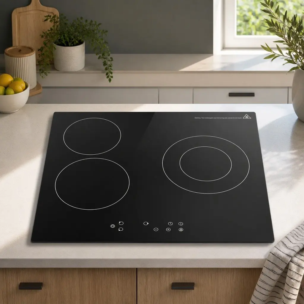 60cm Electric Ceramic Cooktop Black Glass Touch Control 4 Cooking Zones