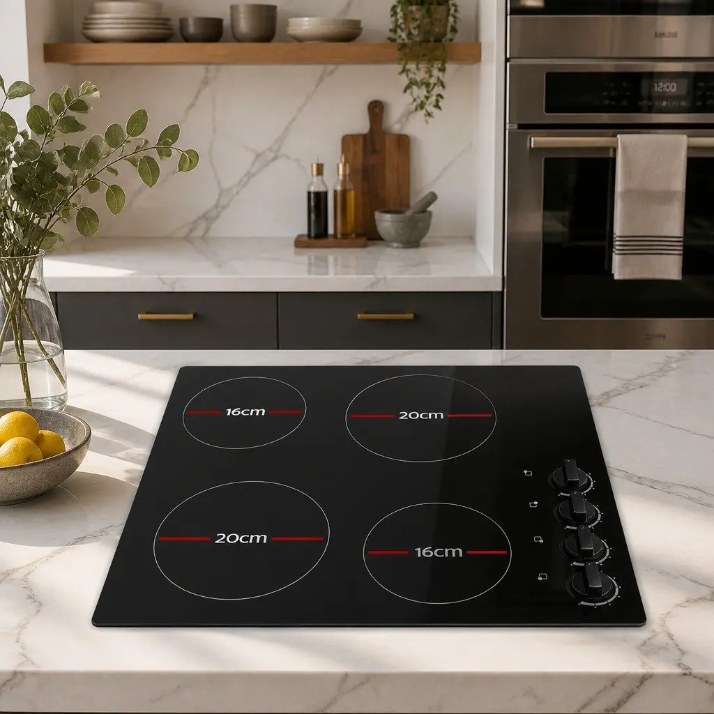 Ceramic Electric Cooktop 60cm 4 Zone Built-in Kitchen Stove Hob Knob Control