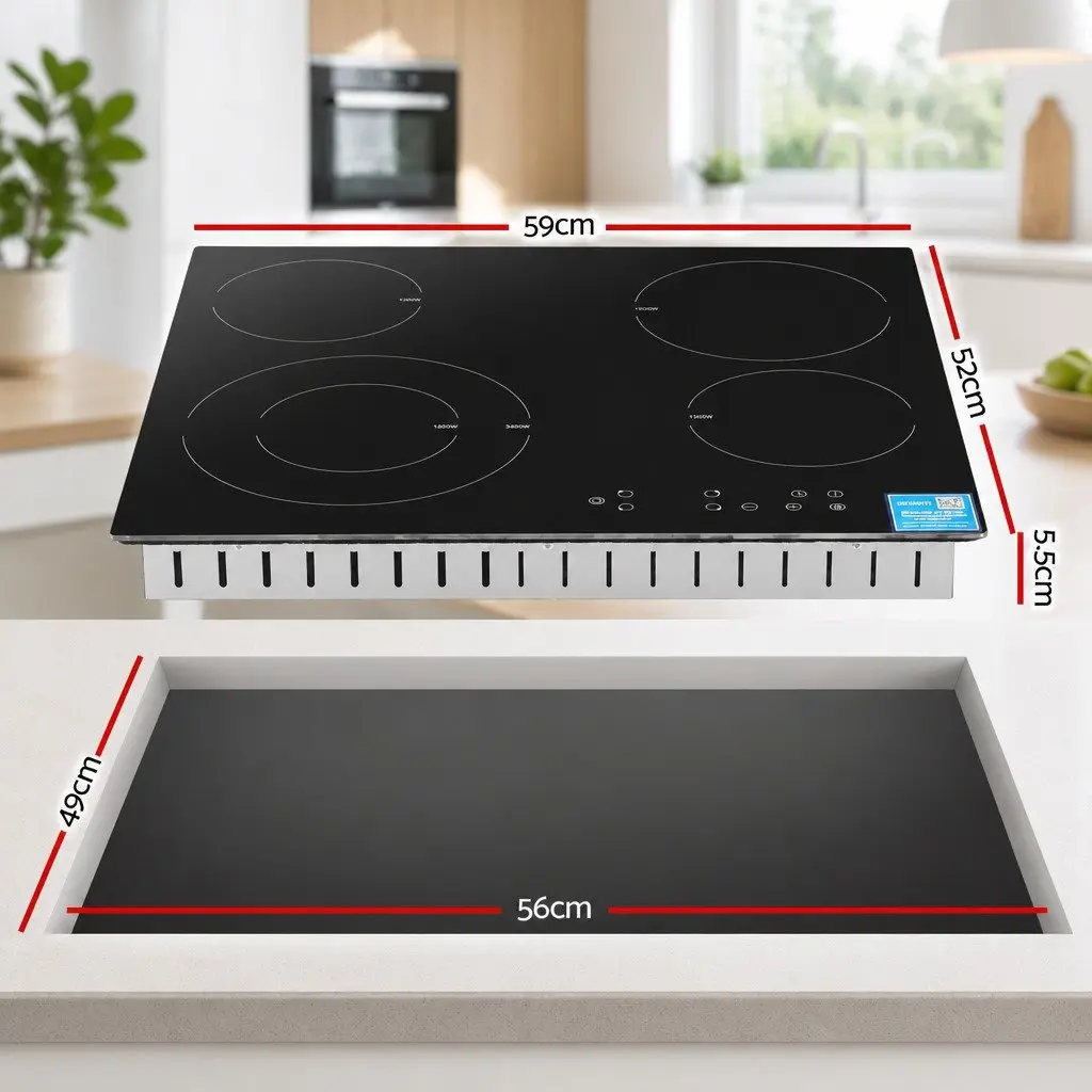 Ceramic Cooktop Black 5 Zone Touch Control 7600W Electric Hob