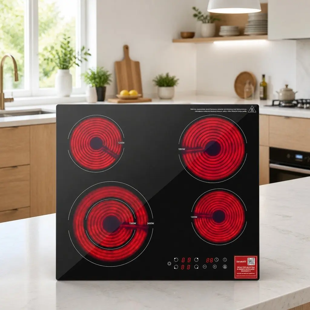 Ceramic Cooktop Black 5 Zone Touch Control 7600W Electric Hob