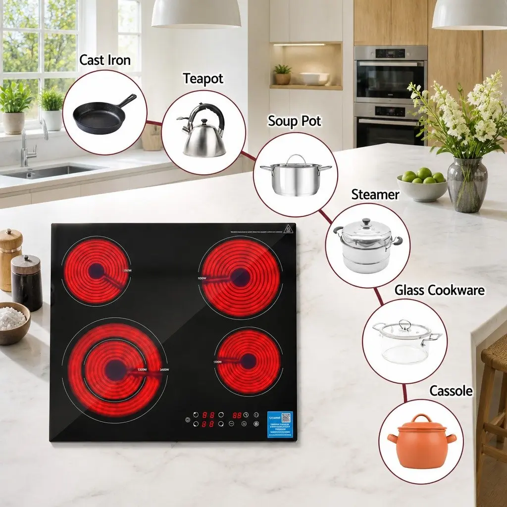 Ceramic Cooktop Black 5 Zone Touch Control 7600W Electric Hob