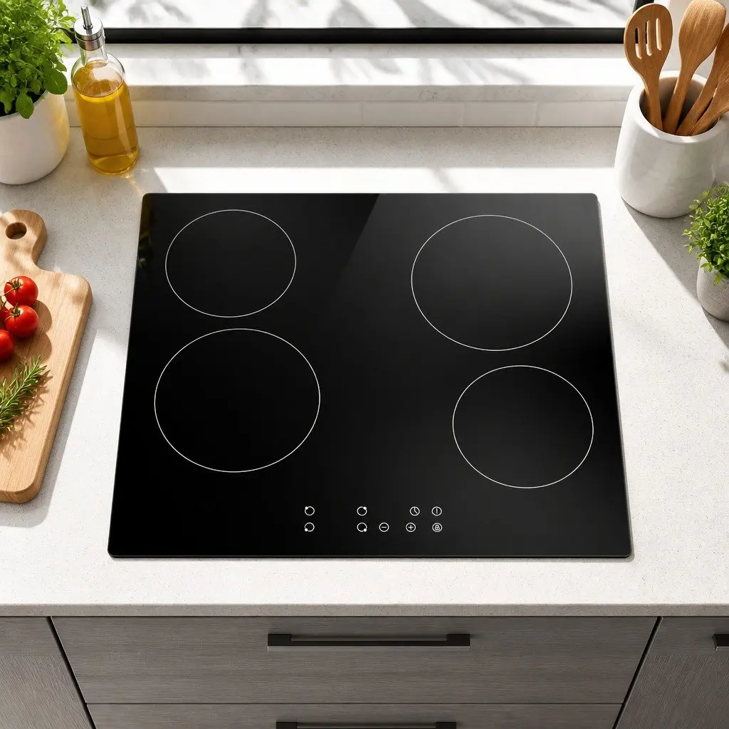Electric Ceramic Cooktop 60cm Black Touch Control 4 Cooking Zones 6000W