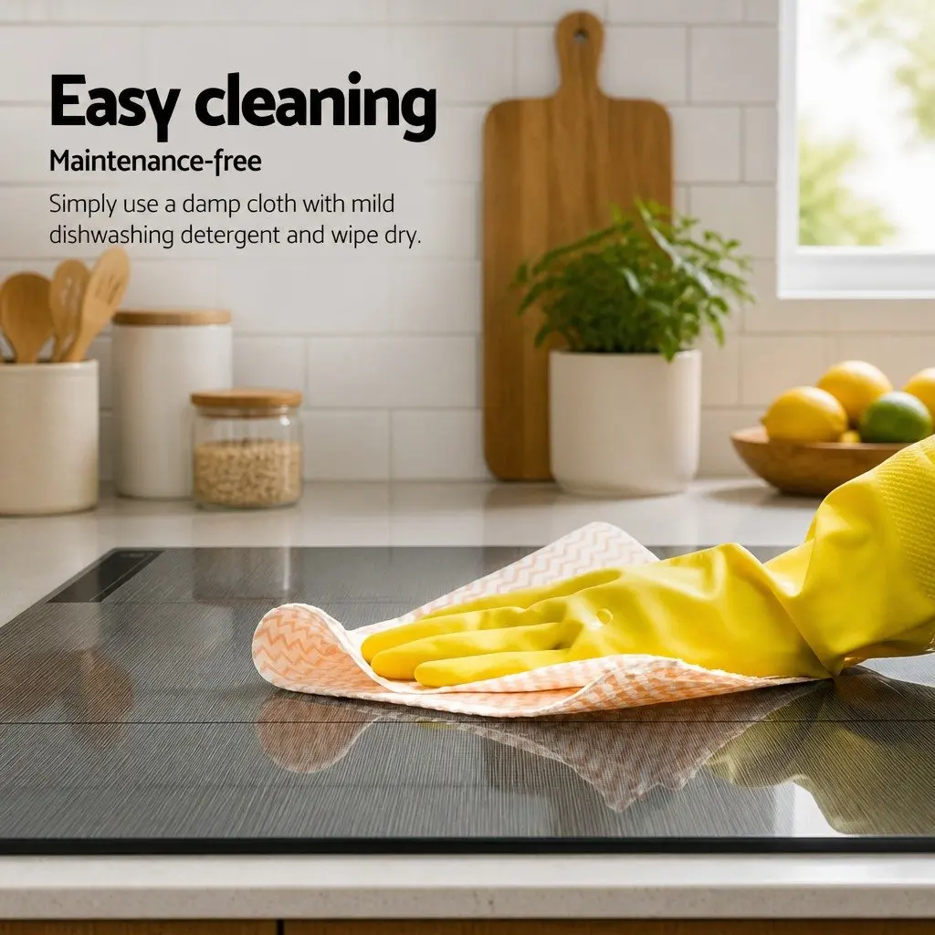 Electric Ceramic Cooktop Grey 60cm 4 Zones Touch Control Brushed Glass Surface