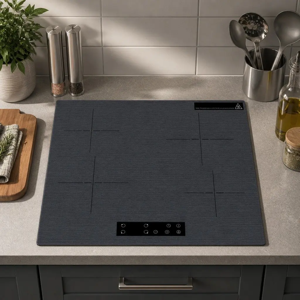 Electric Ceramic Cooktop Grey 60cm 4 Zones Touch Control Brushed Glass Surface