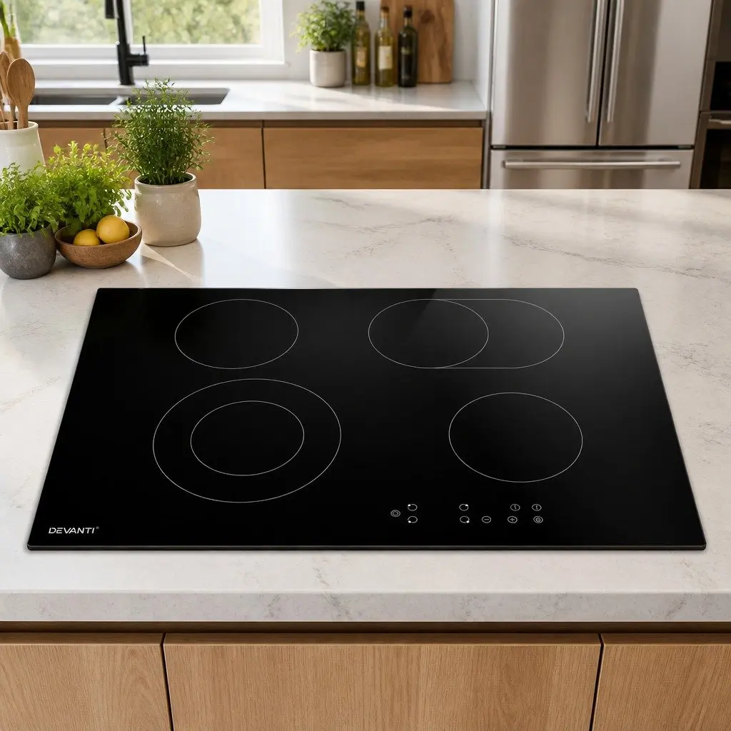 Electric Ceramic Cooktop Black 77cm 6 Cooking Zones Touch Control