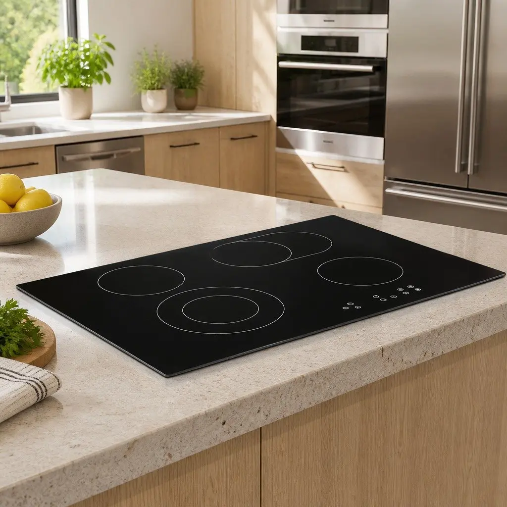 Electric Ceramic Cooktop Black 77cm 6 Cooking Zones Touch Control