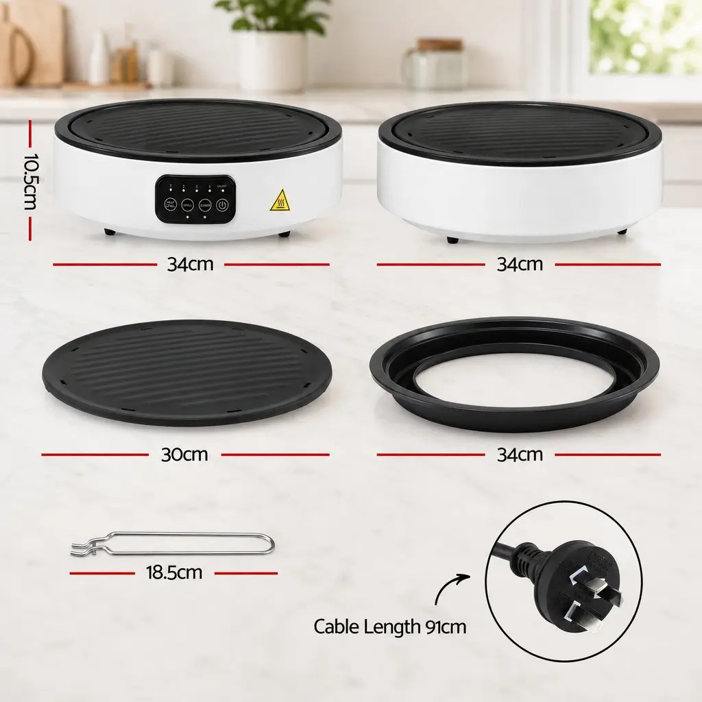 Ceramic Electric Hot Plate Cooktop White 2000W Detachable Grill Plate
