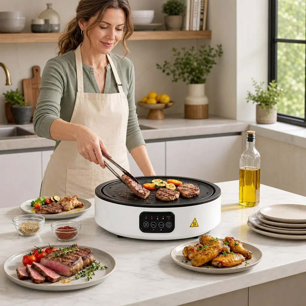 Ceramic Electric Hot Plate Cooktop White 2000W Detachable Grill Plate
