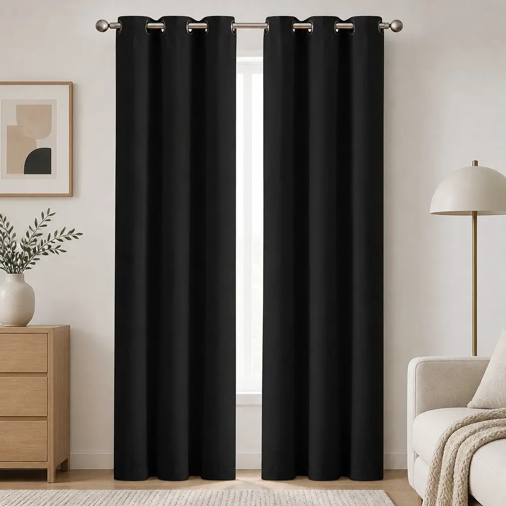 Blackout Curtain Panels Avocado 132cm Eyelet Triple Weave Noise Reduction Home Decor
