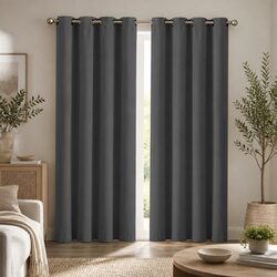 Charcoal Blackout Curtain Panels with Eyelet Design