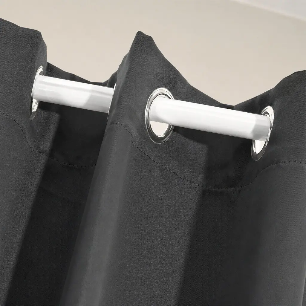 Blackout Curtain Panels Charcoal Eyelet 2 Piece Noise Insulation Heat