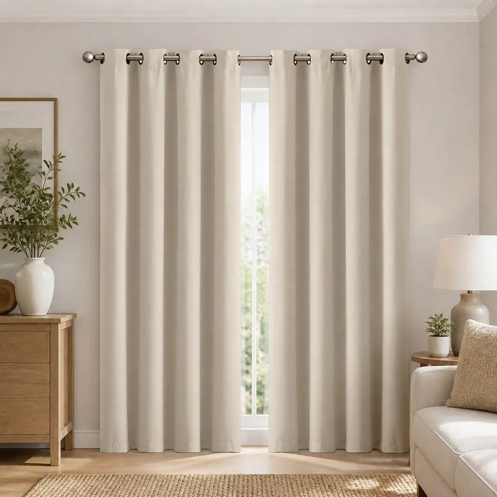 Blackout Curtain Panels 2-Pack Triple Weave Eyelet 132x213cm Noise Insulation
