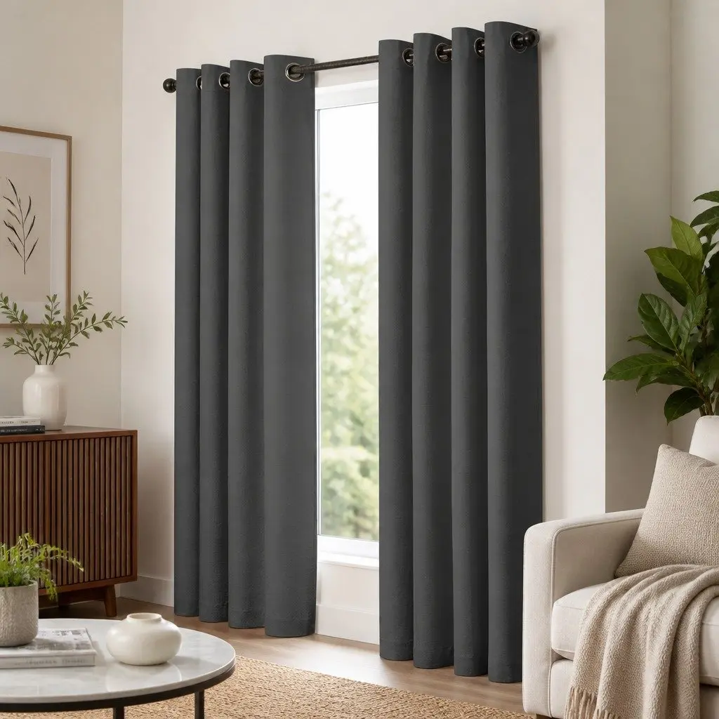Blackout Curtain Panels Black 132x213cm Eyelet Noise Reduction Heat Insulation