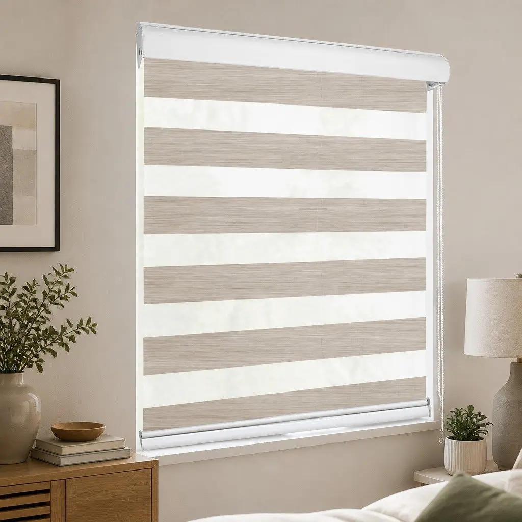 Zebra Roller Blind Beige 150x210cm Double Layer Light Filtering