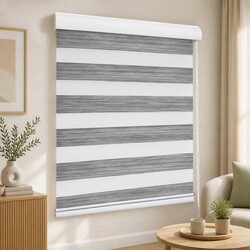Zebra Roller Blind Blackout Curtain 60x210cm Grey Light Control Privacy Double