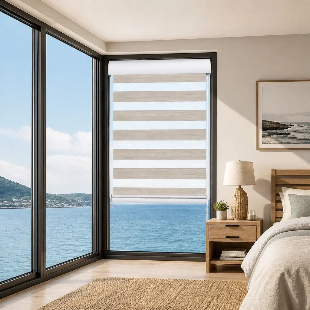 Zebra Roller Blind White 60x210cm Dual Layer Light Control Privacy Shade