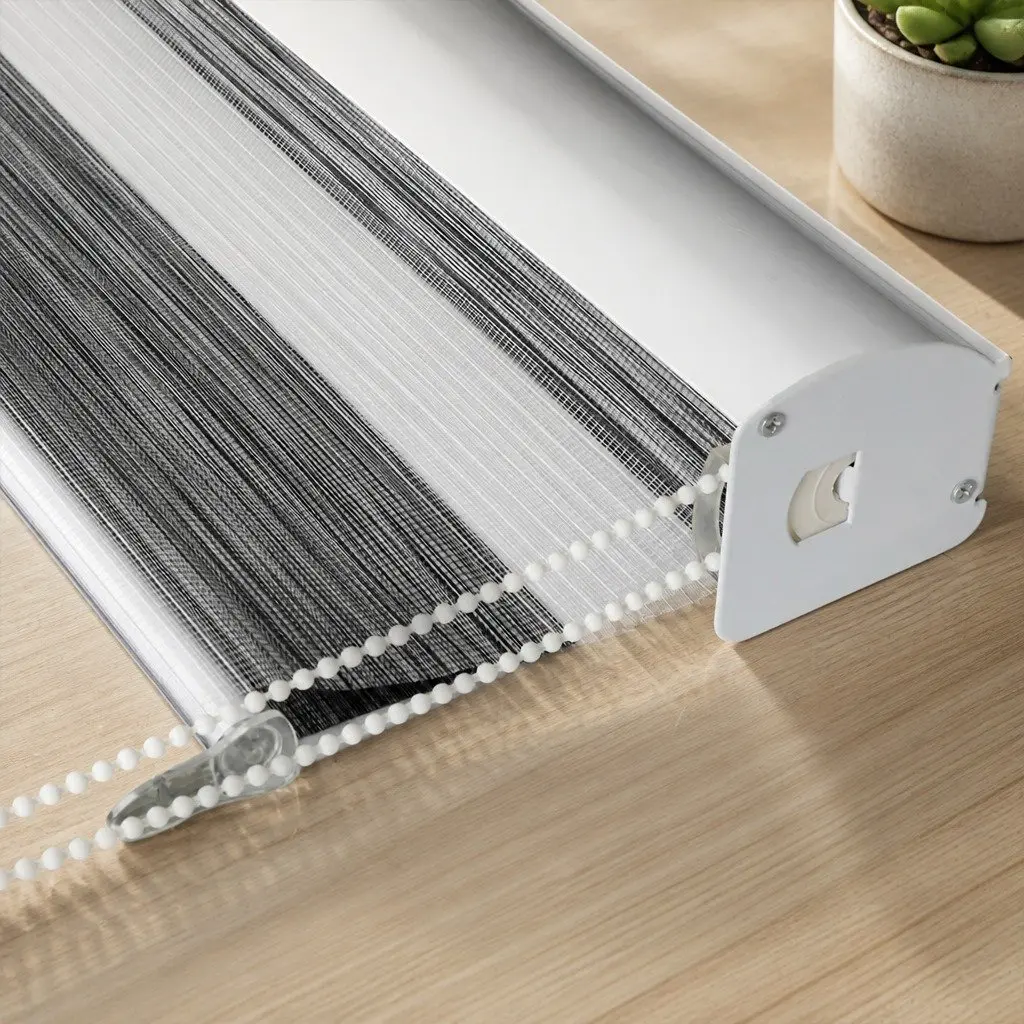 Zebra Roller Blind Grey 90x210cm Double Layer Light Control