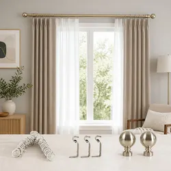 Curtain Rod Set with Silencer Sliders and Brackets
