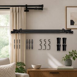 Concise Double Curtain Rod - Adjustable Steel Rod