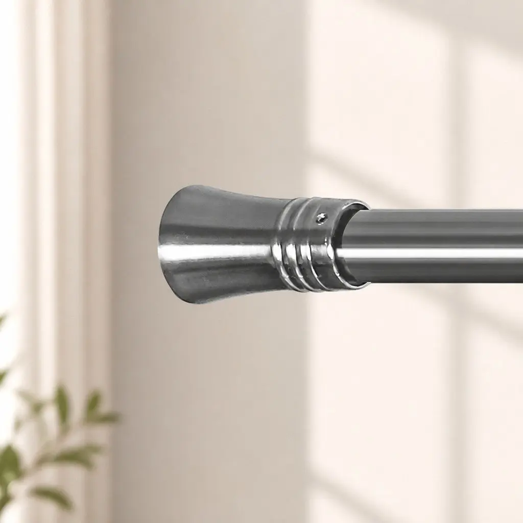 Double Curtain Rod Extendable Steel Pole Set Modern Design Dual Functionality