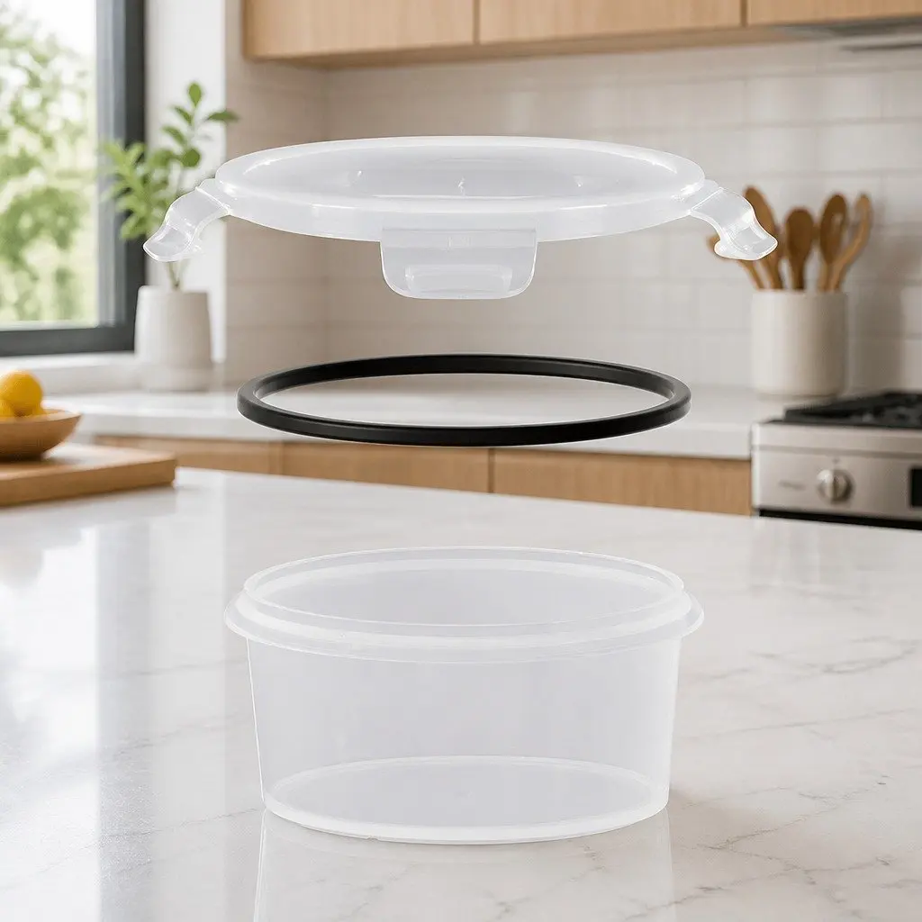 Food Storage Container Set White and Black 16 Piece Airtight Stackable Kitchen Pantry Organizer