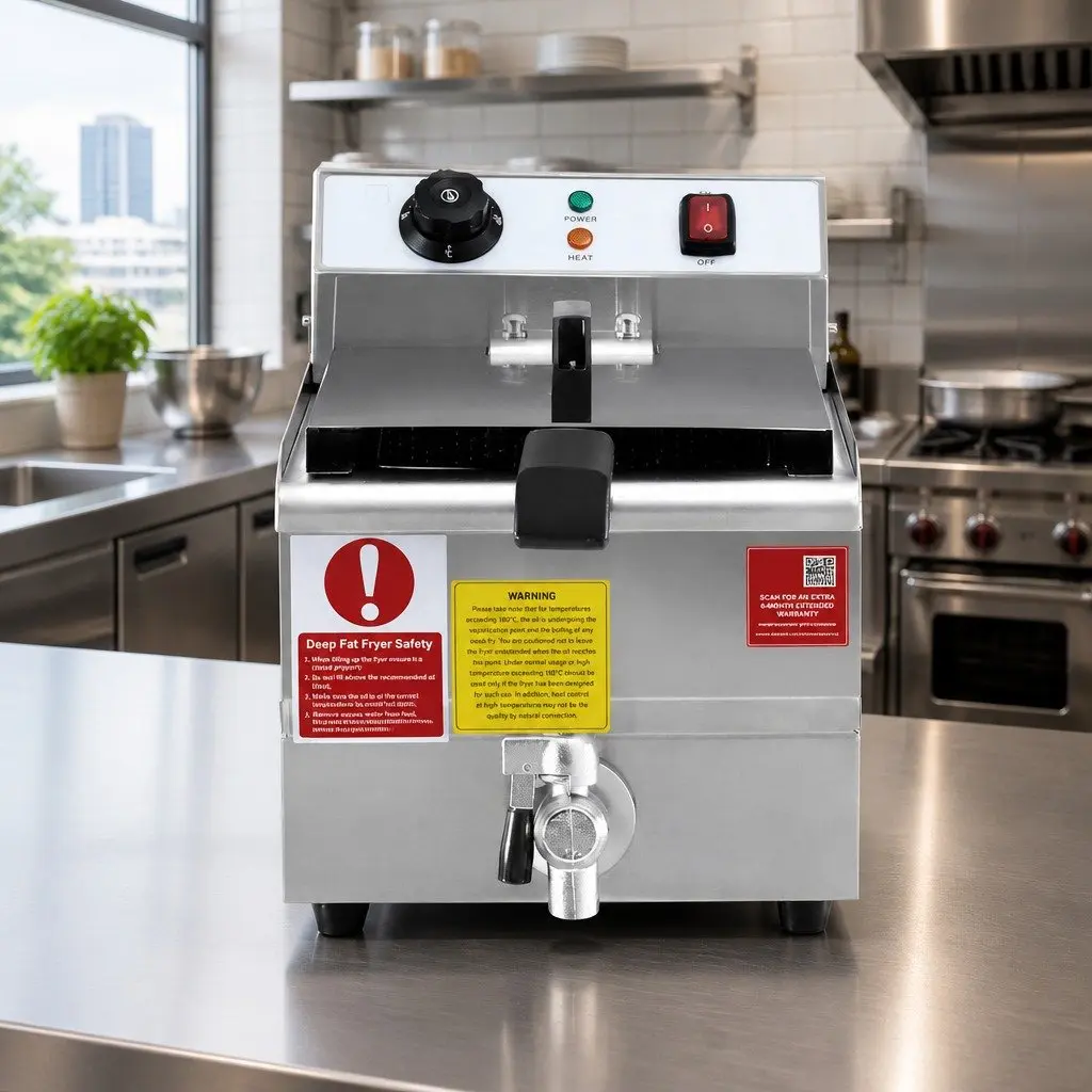 Electric Deep Fryer Silver 10L 3000W Adjustable Temperature Control
