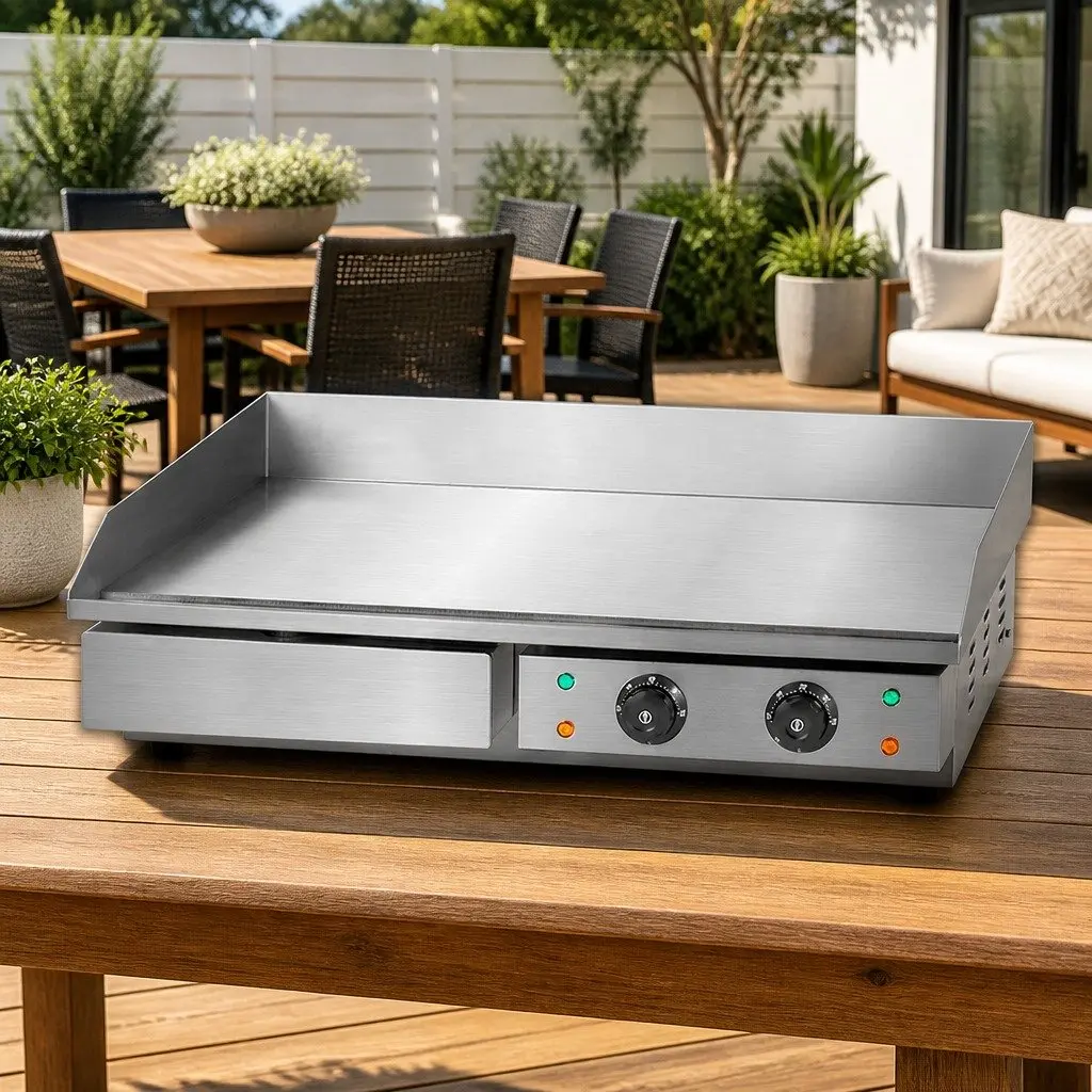 Electric Griddle Silver 73cm Dual Zone Cooking Surface Food-grade Stainless Steel
