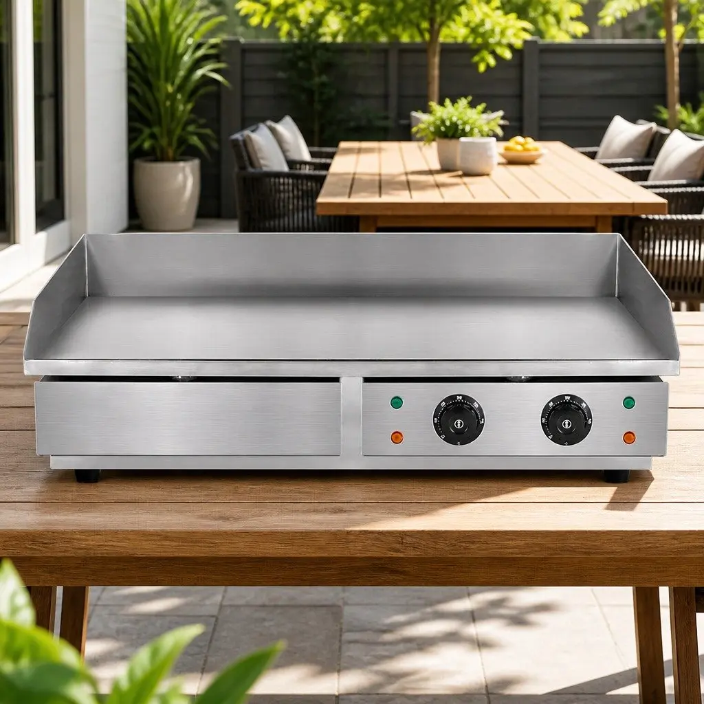 Electric Griddle Silver 73cm Dual Zone Cooking Surface Food-grade Stainless Steel