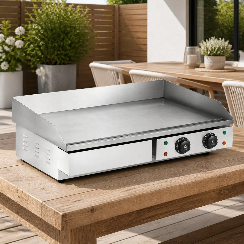 Electric Griddle Silver 73cm Dual Zone Cooking Surface Food-grade Stainless Steel