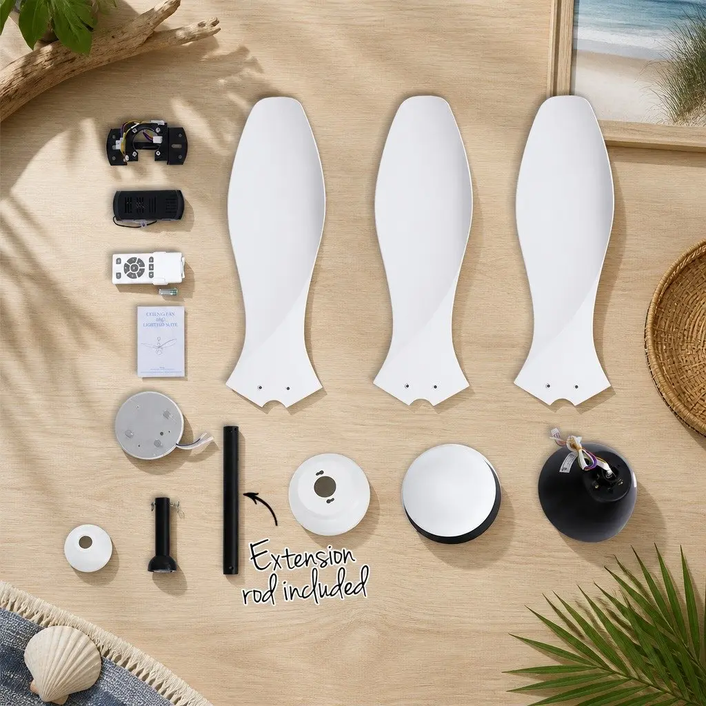 Ceiling Fan White 48 Inch DC Motor LED Light Remote Control 5 Speed Indoor