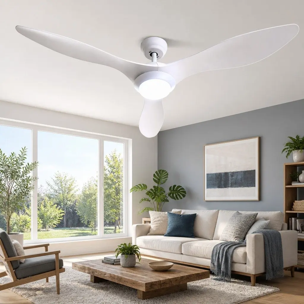 Ceiling Fan White 52 Inch DC Motor LED Light Remote Control 6 Speed Reverse Cycle