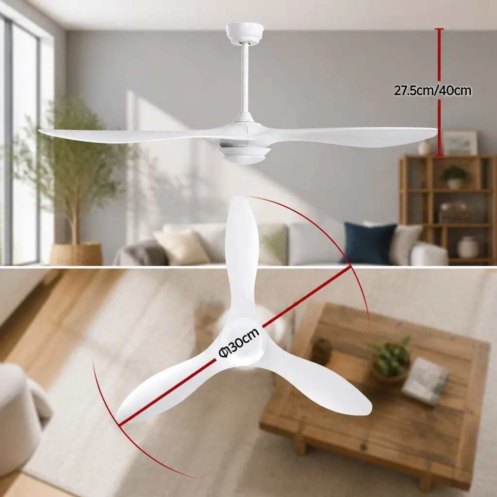 Ceiling Fan White 52 Inch DC Motor LED Light Remote Control 6 Speed Reverse Cycle